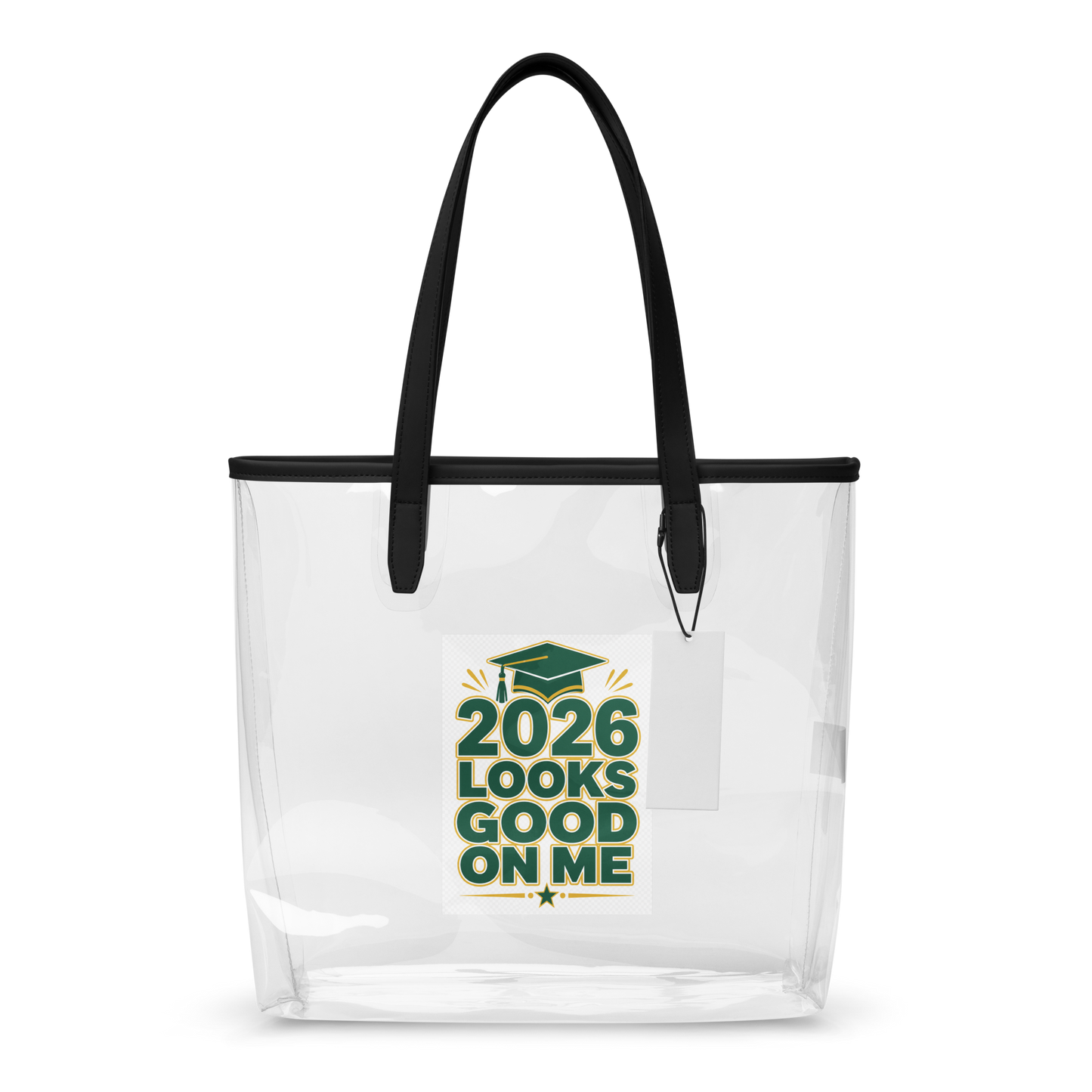 Graduation 2026 Clear tote bag I Green & Gold | Graduation Tote