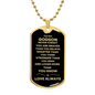 TO MY GODSON LOVE ALWAYS | WITH HEART | FROM GODMOM | TO MY GODSON | DOG TAG NECKLACE