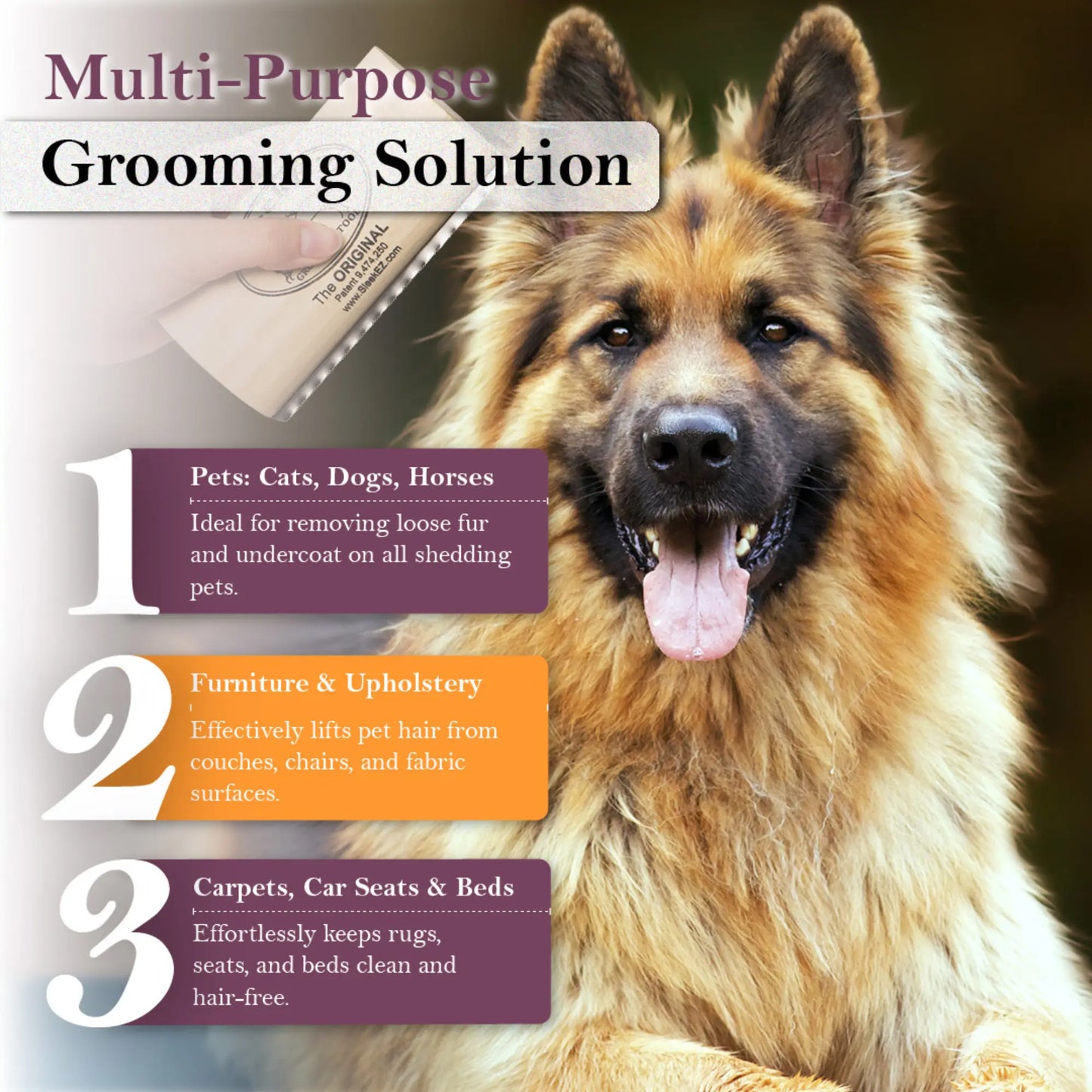 Pet grooming brush for routine brushing between baths