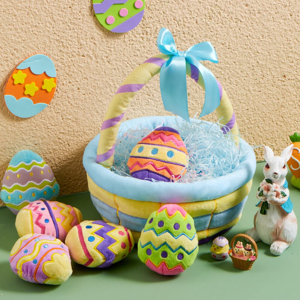 7Pcs Easter Basket Plushies for Baby,Easter Basket Stuffers Fillers,Soft Plush Toys for Kids Birthday Gifts,Easter Party Favors,Easter Egg Hunt,Plush for Toddler & Kids of All Ages