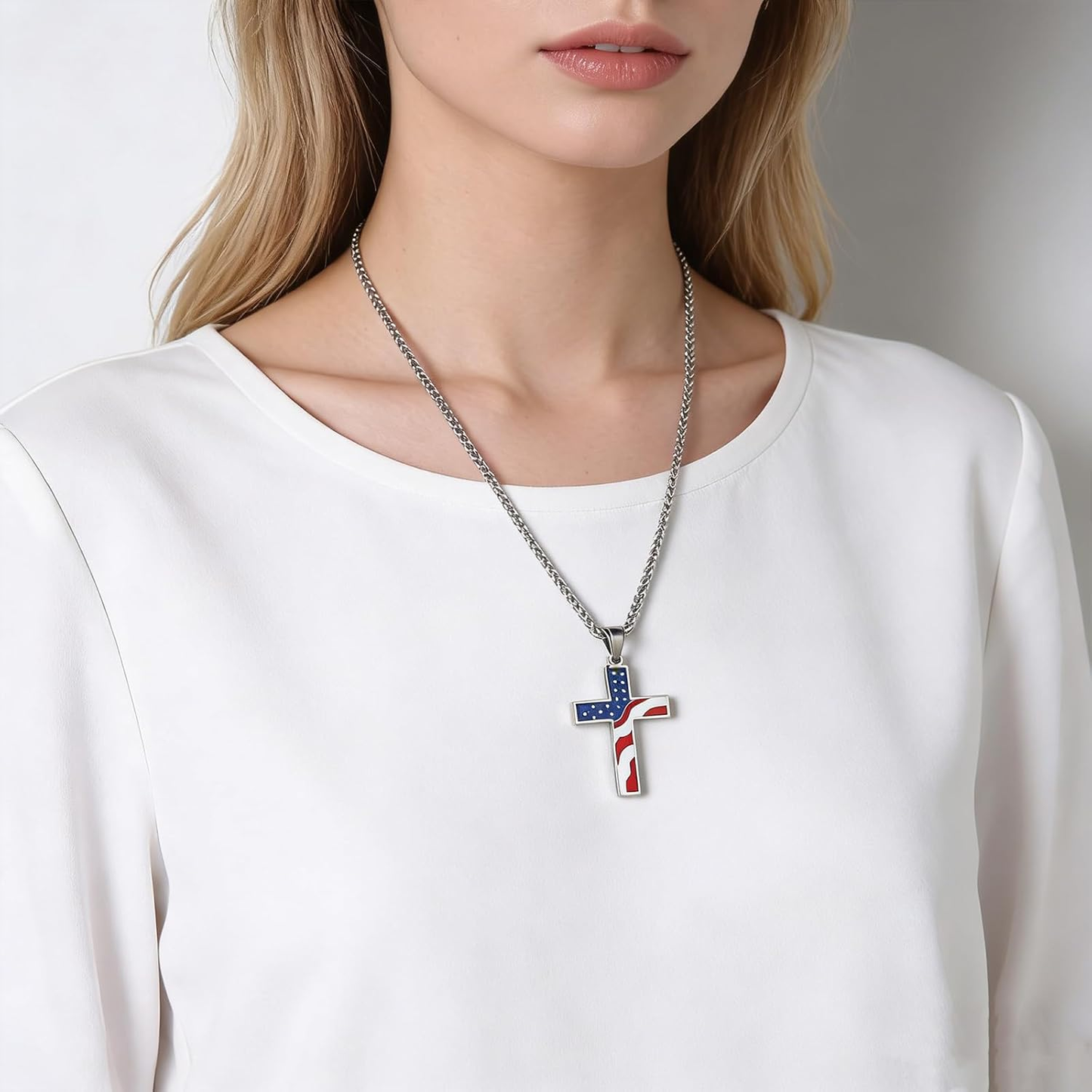 Cross Necklace | American Flag Pendant | Wave
