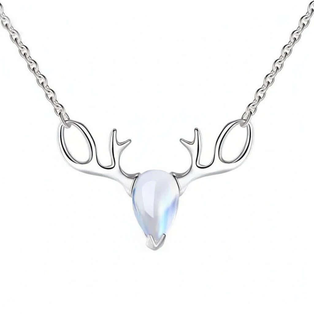 Elk Moonstone Necklace Forest Moonstone Pendant Clavicle S925 Chain