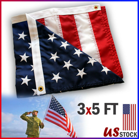 3x5ft US American Flag Heavy Duty Embroidered Stars and Stripes (w/Grommets)