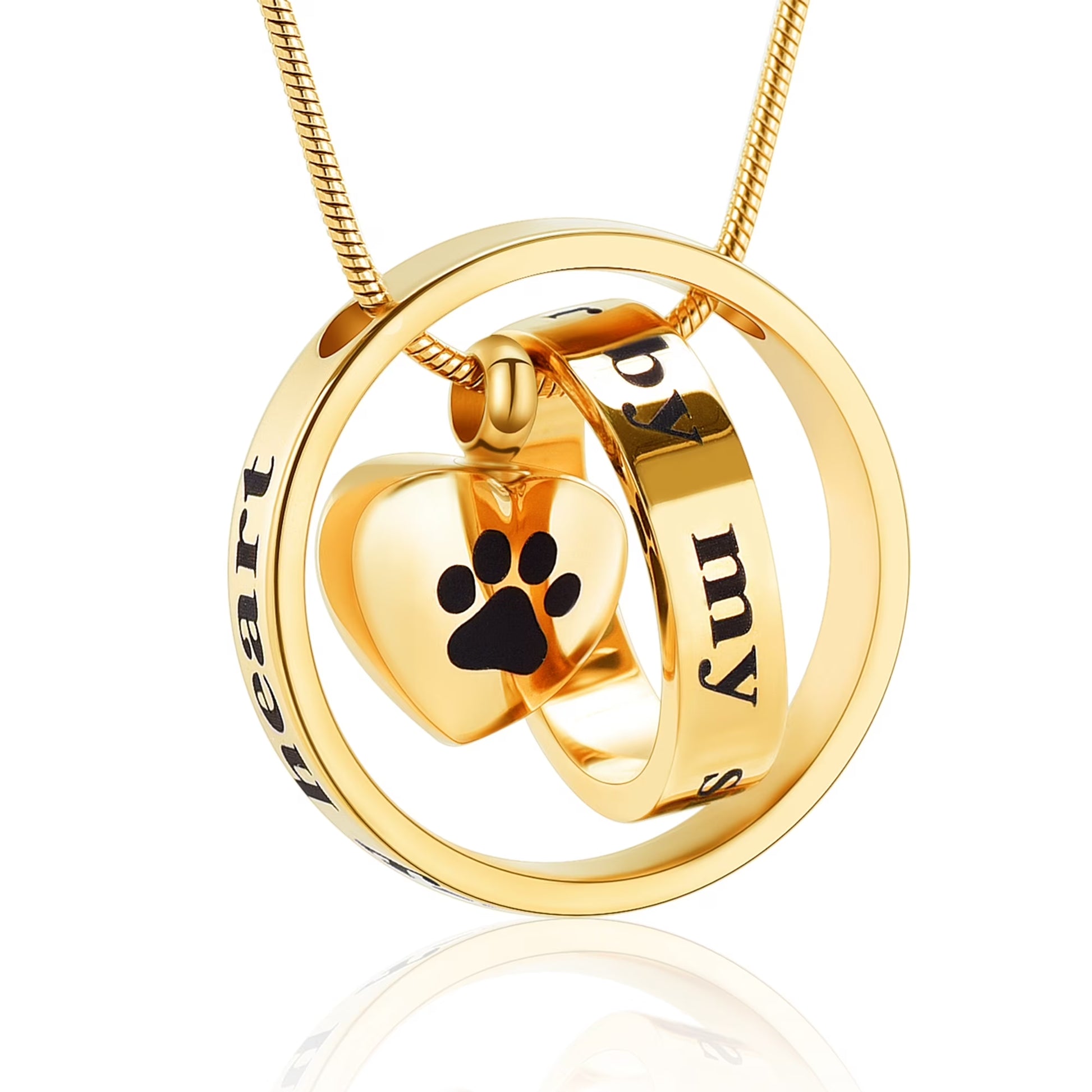 Forever in My Heart,No Longer by My Side Pet Cremation Jewelry for Ashes of Dog/Cat Funeral Keepsake Urn Necklace Paw Print Memorial Necklace