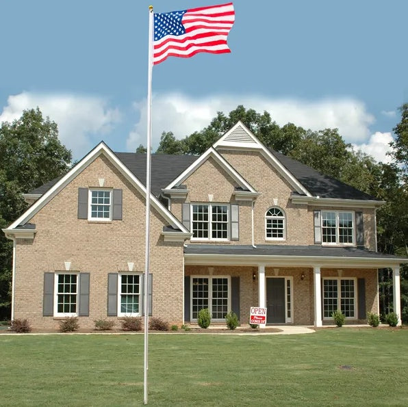 25ft Solemn Outdoor Decoration Sectional Halyard Pole US America Flag Flagpole Kit