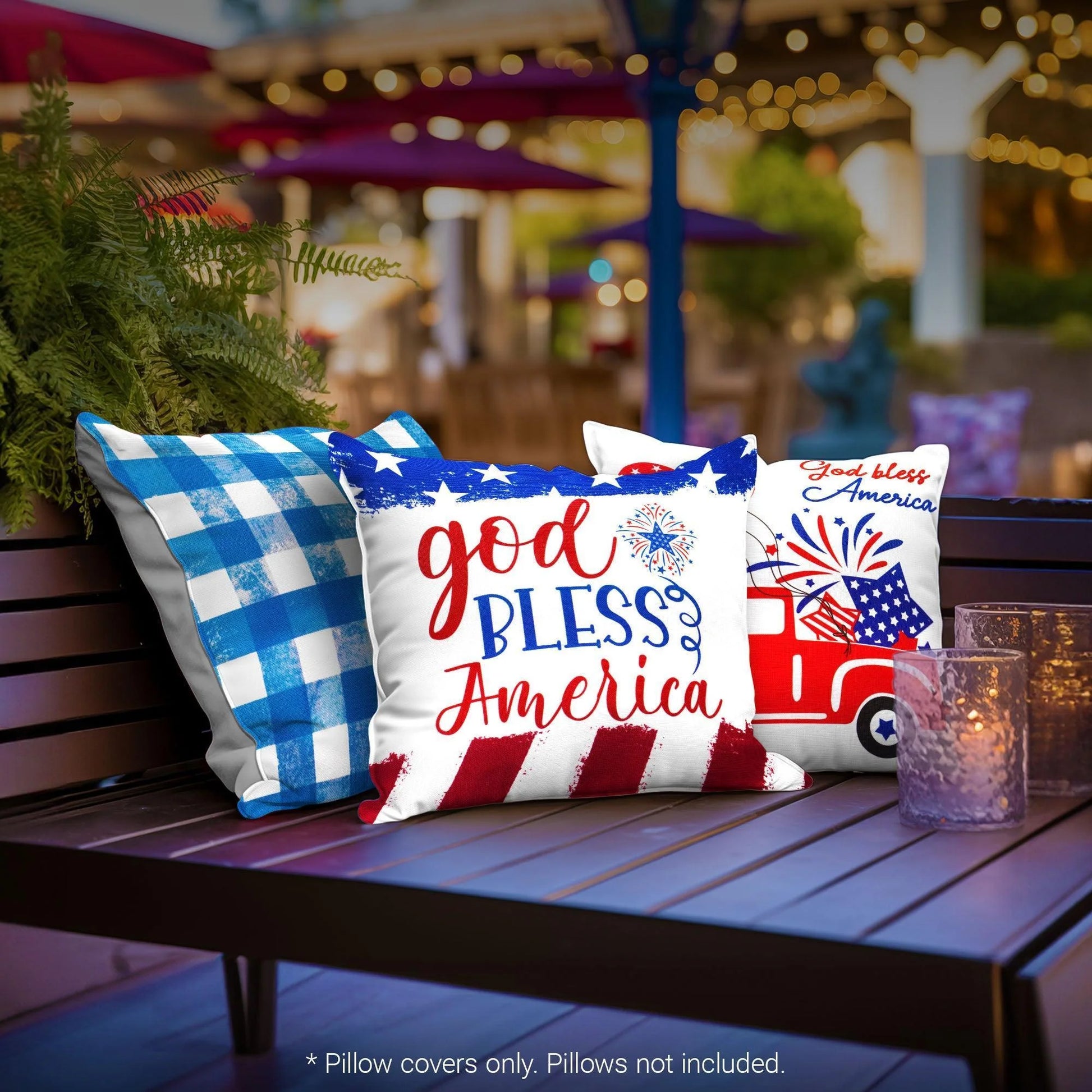 Patriotic Decoration Gnome Fireworks Waterproof Throw Pillow Covers 18X18 In