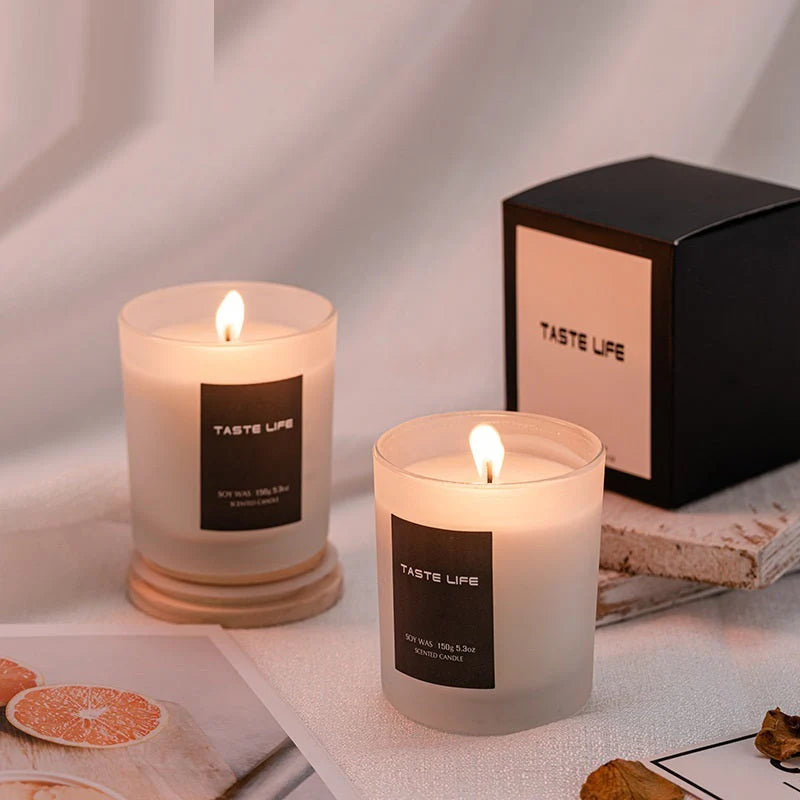 Smokeless Handmade Soy Wax Scented Candle with Clear Wooden Cover