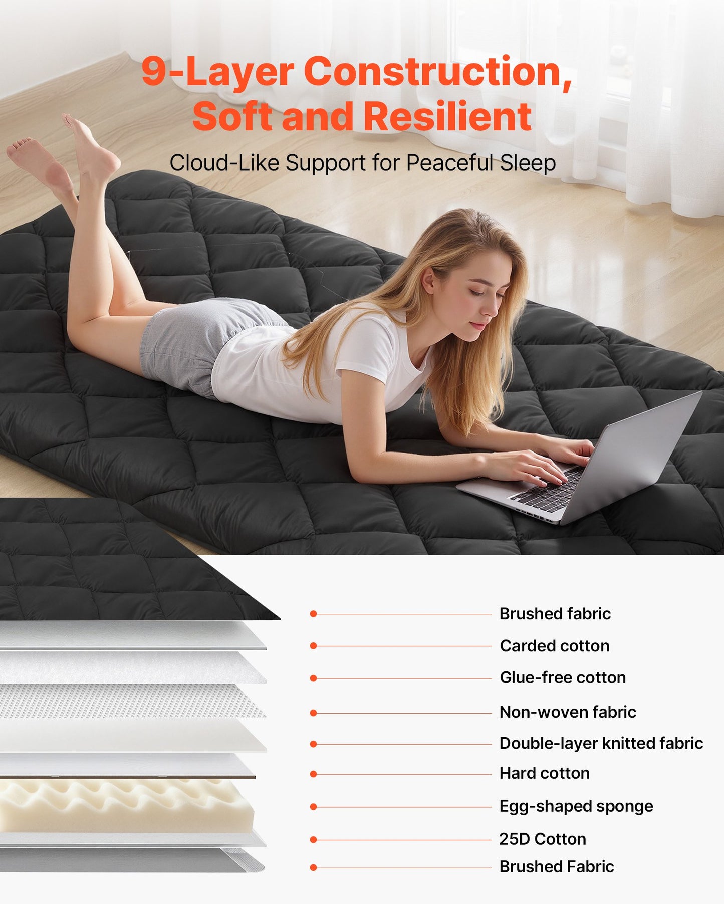 Japanese Tatami Mat, Twin Size, Foldable Futon
