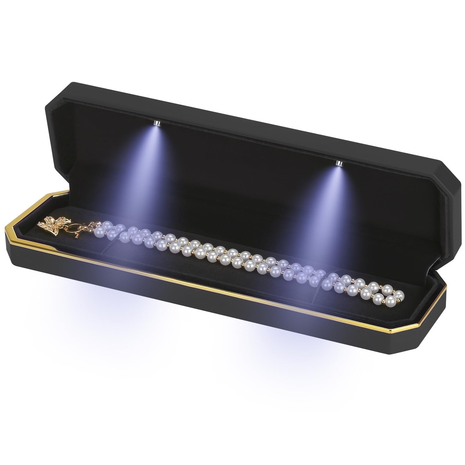 Long Chain Necklace Jewelry Gift Box Case with LED Light for Jewelry Display
