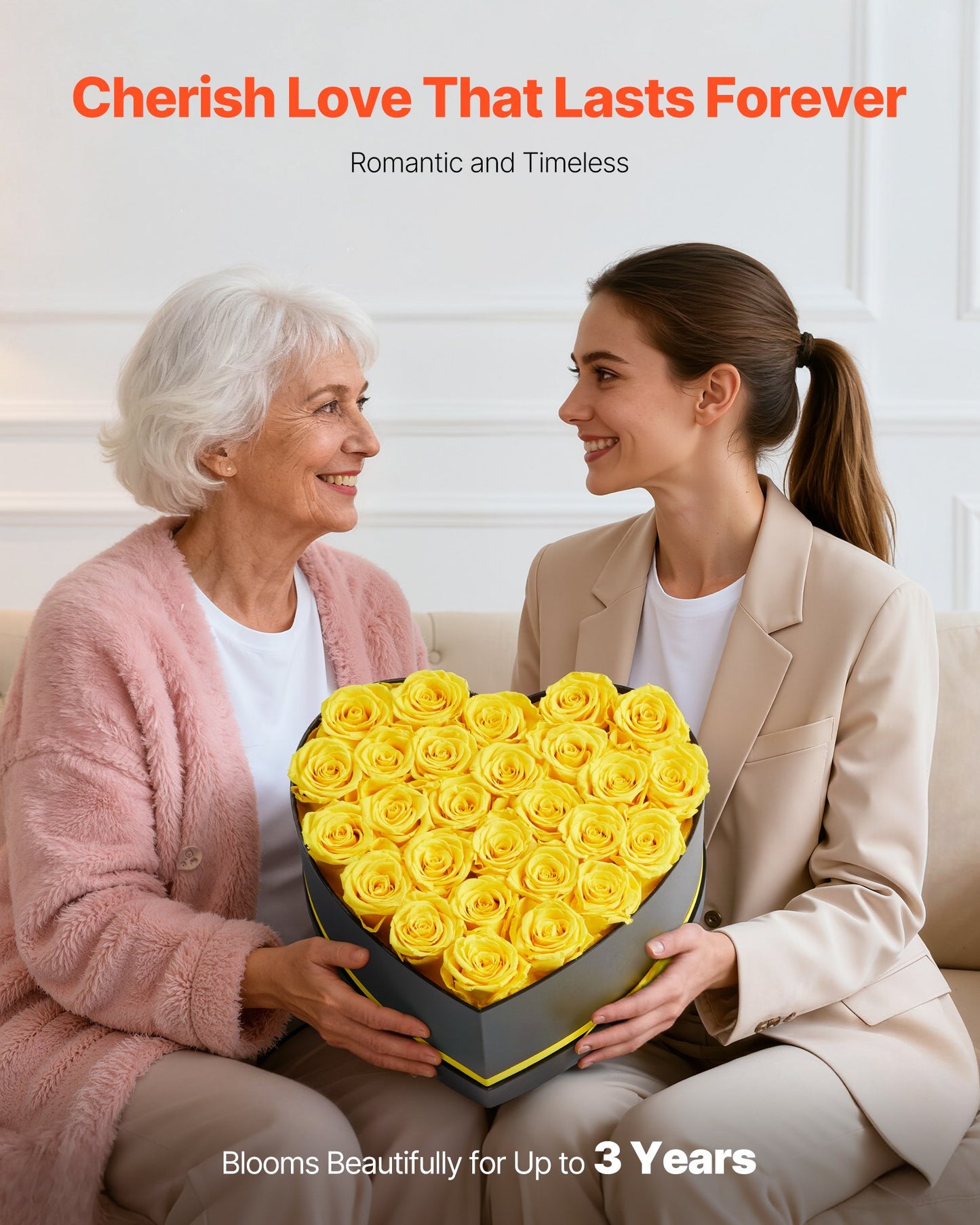 Forever Flowers, 27 Preserved Roses In A Heart Shape Box