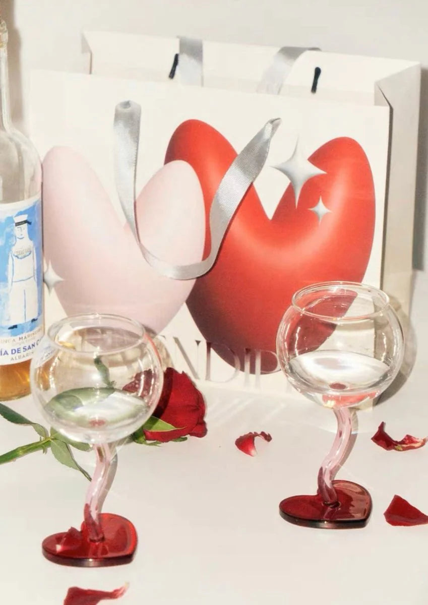 Valentine'S Gift Box: Retro Wavy Goblet Set of 4 Pcs - Gifts for Valentine'S Day, Wedding, Anniversary