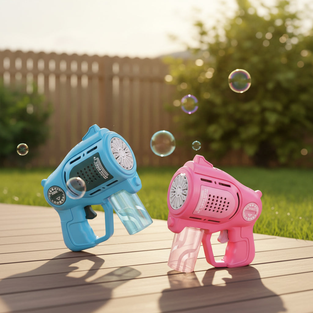 2-Pack Bubble Gun Toy Set – Automatic 15-Hole Bubble Blower for Boys & Girls