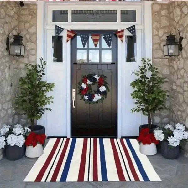 Patriotic Outdoor Mat with Stars & Stripes