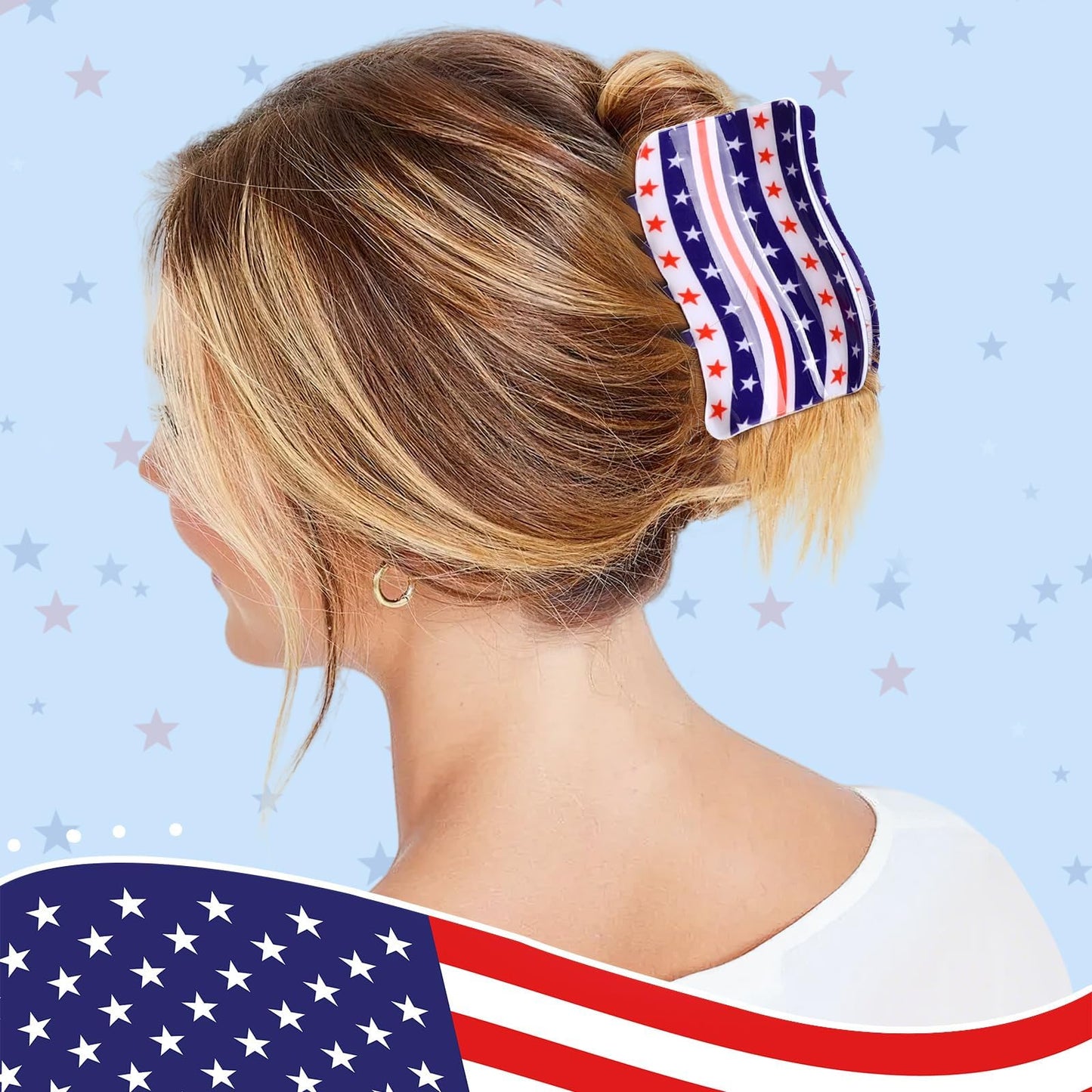 American Flag Shaped Claw Clips USA Patriotic 4th Of July Design Hair Accessories Red White And Blue Hair Clips For Independence Day Veterans' Day Clearance