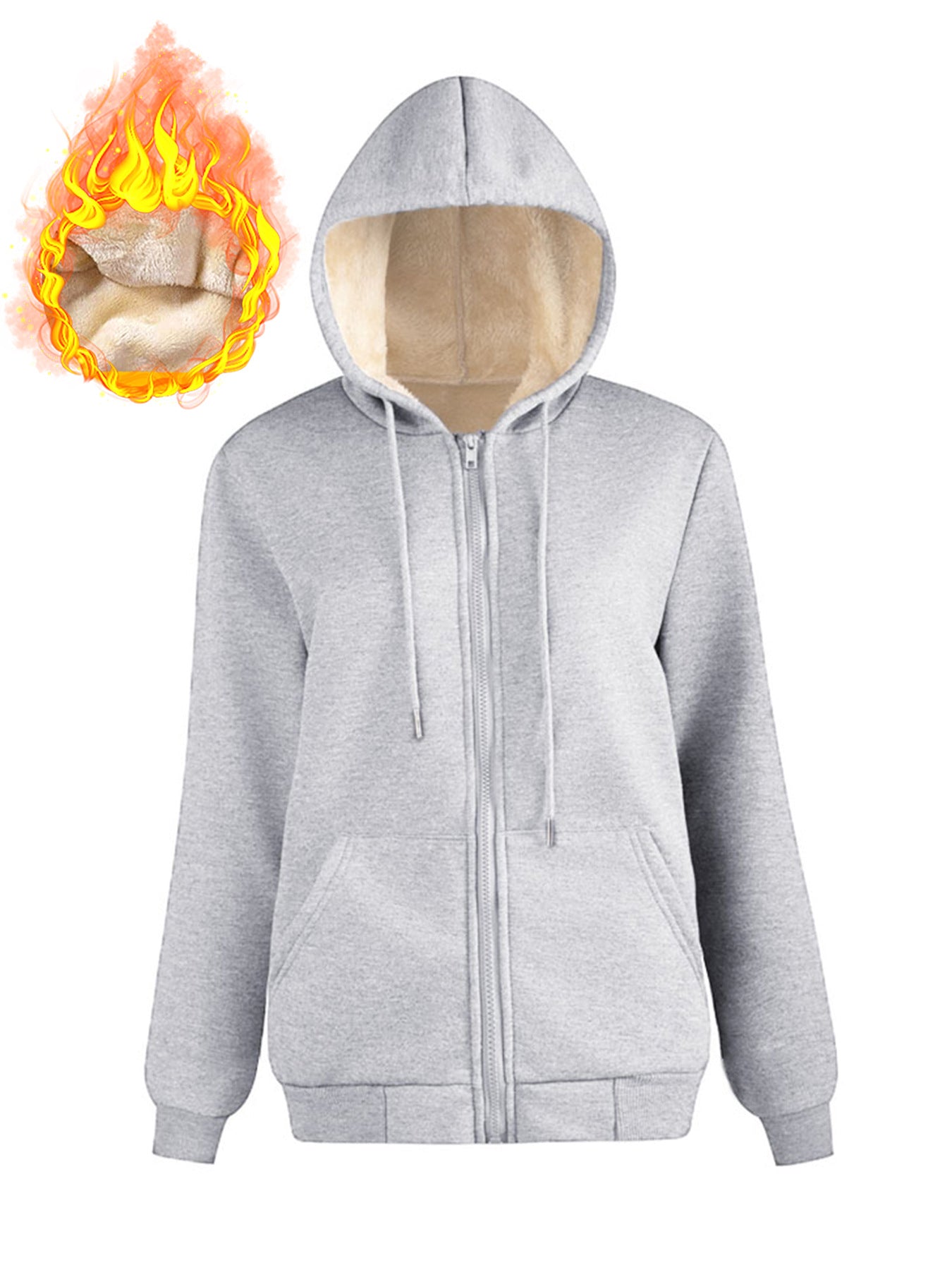 Fleece Pocket Hoodie Sweatshirt Jacket