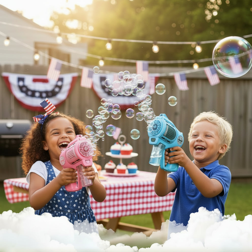 2-Pack Bubble Gun Toy Set – Automatic 15-Hole Bubble Blower for Boys & Girls