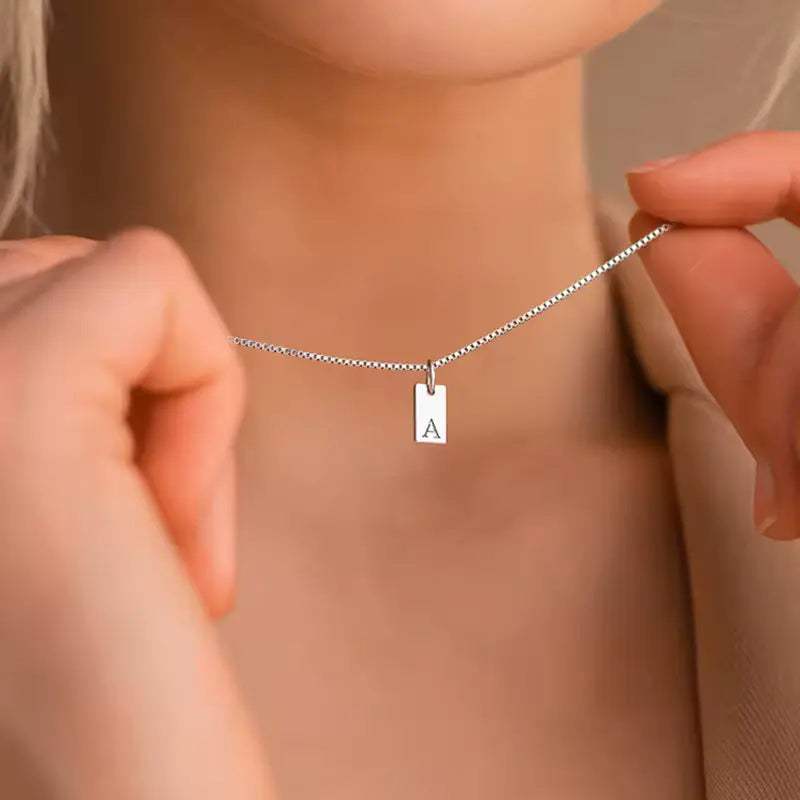 18K Gold Custom Initial Tag Necklace