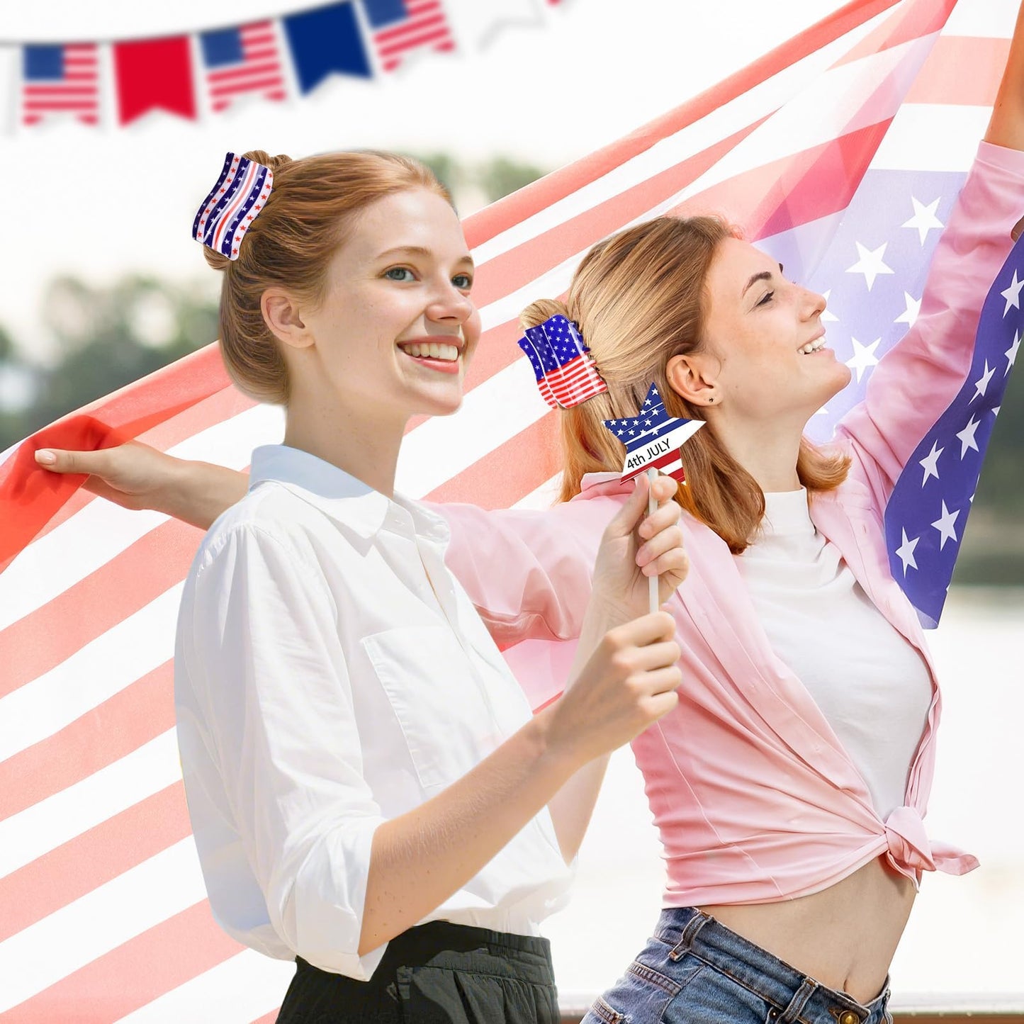 American Flag Shaped Claw Clips USA Patriotic 4th Of July Design Hair Accessories Red White And Blue Hair Clips For Independence Day Veterans' Day Clearance