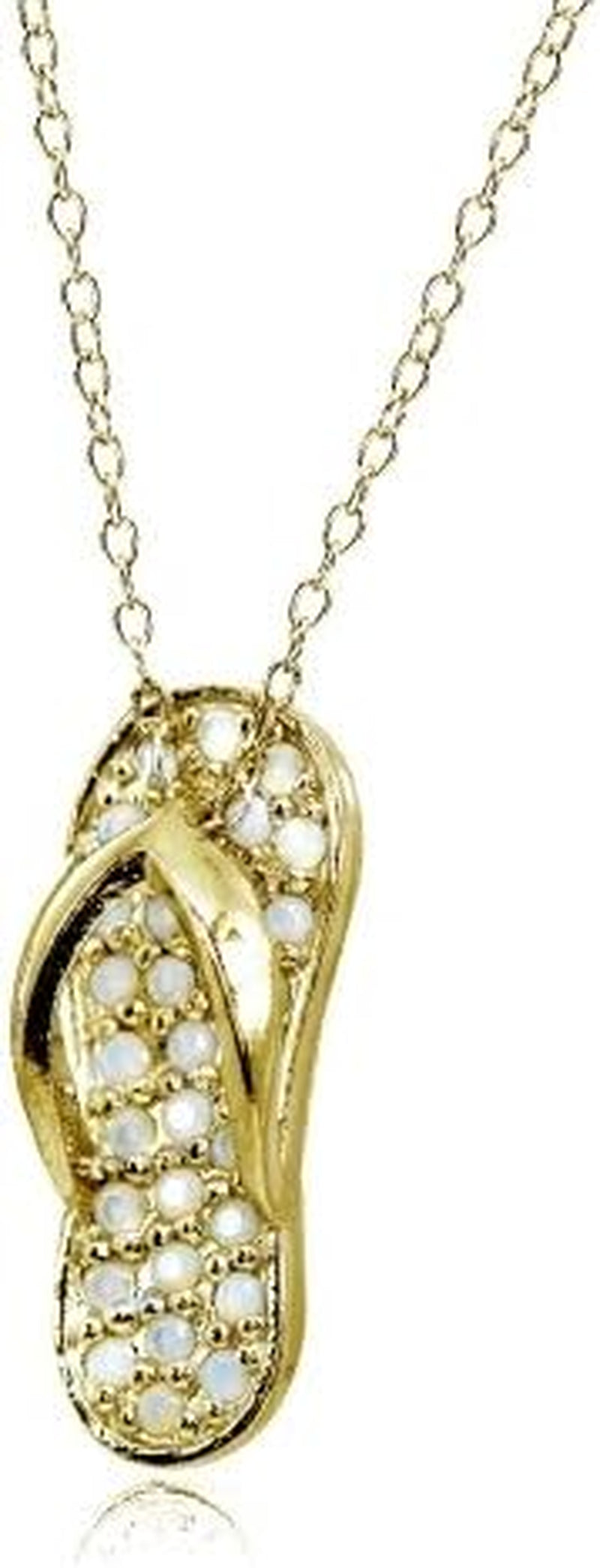 Sterling Silver Simulated Opal Flip-Flop Beach Sandal Necklace