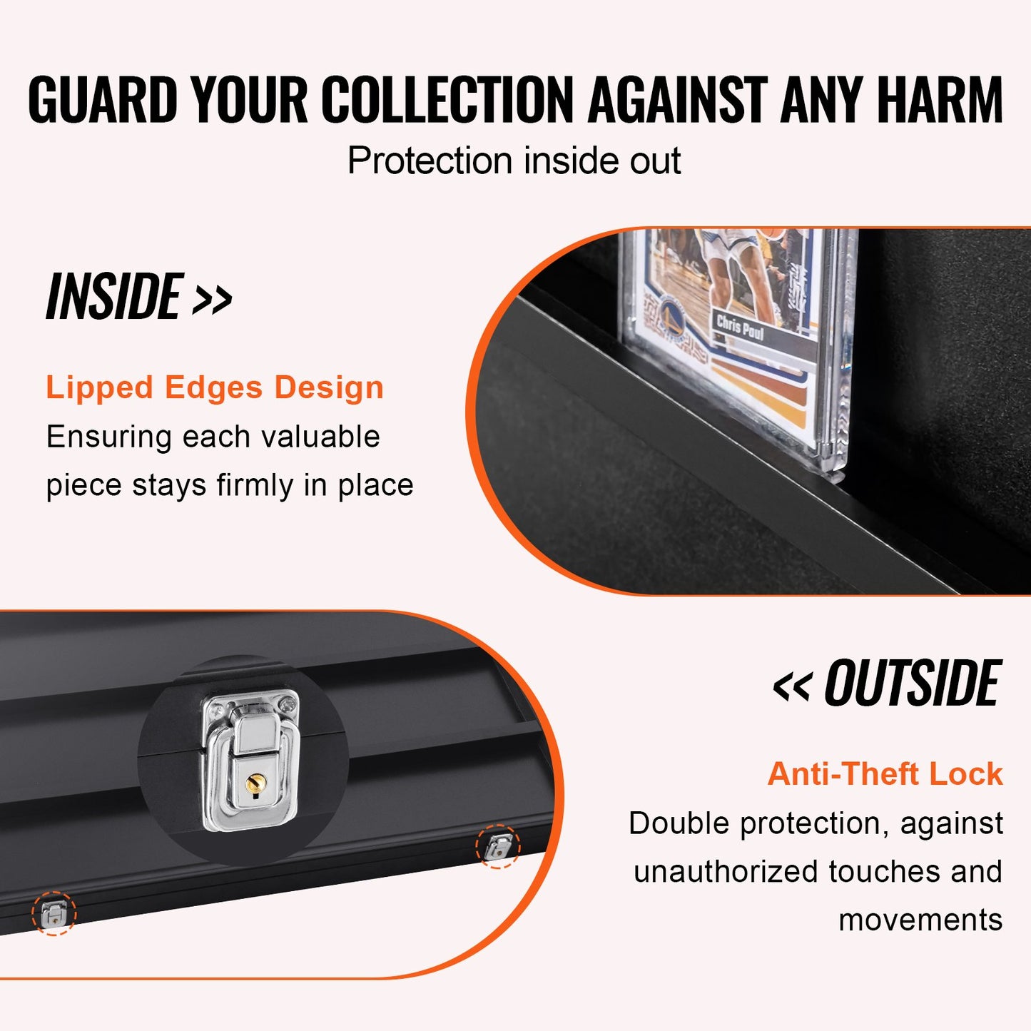 36-Card Graded Sports Display Case – Lockable Wall Cabinet with 98% UV Protection, Clear View PC Glass (Baseball, Football, Basketball, Hockey Cards)