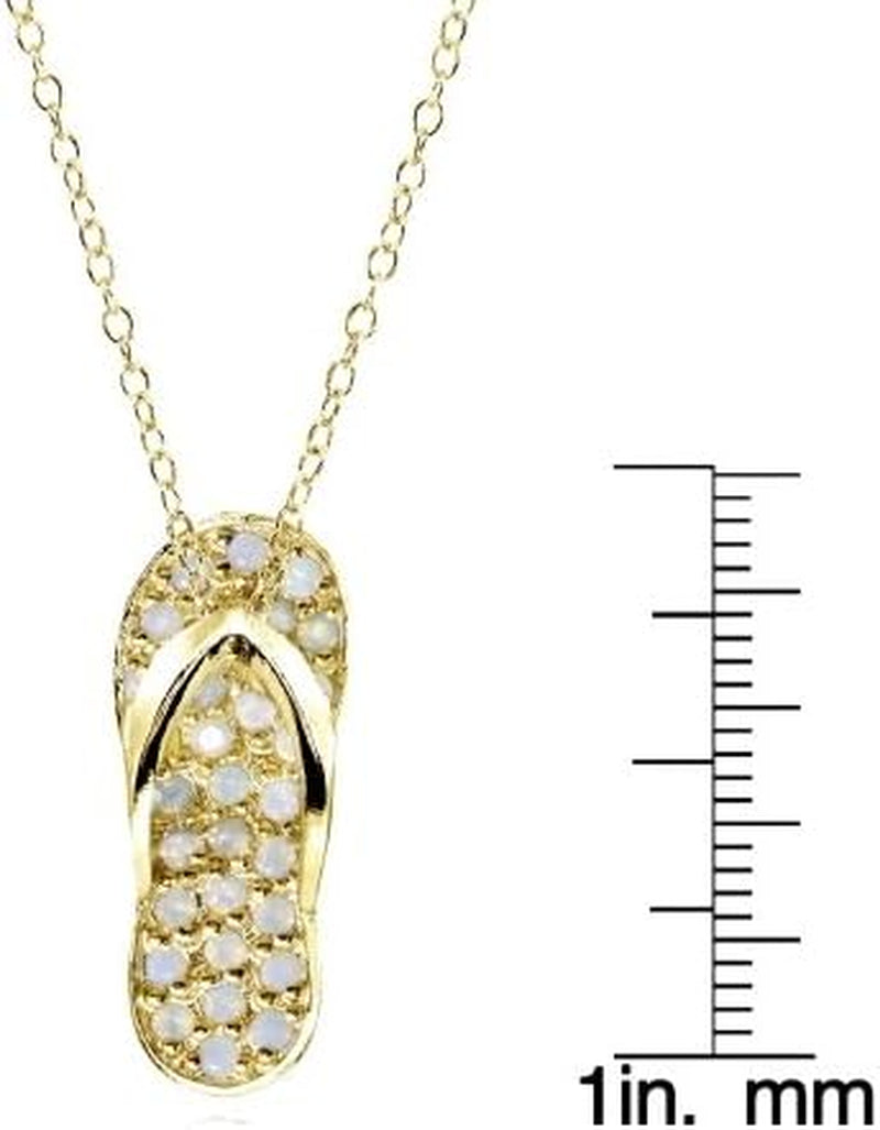 Sterling Silver Simulated Opal Flip-Flop Beach Sandal Necklace