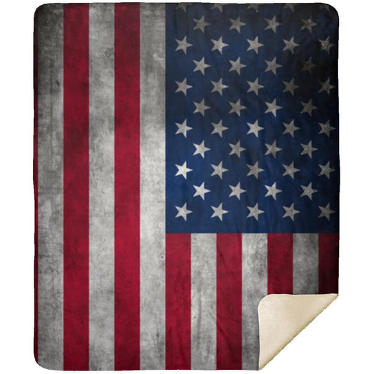 American Flag - Vintage Sherpa Blanket (50x60)