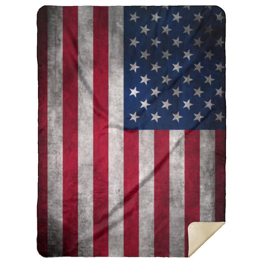 American Flag - Vintage Sherpa Blanket (60x80)