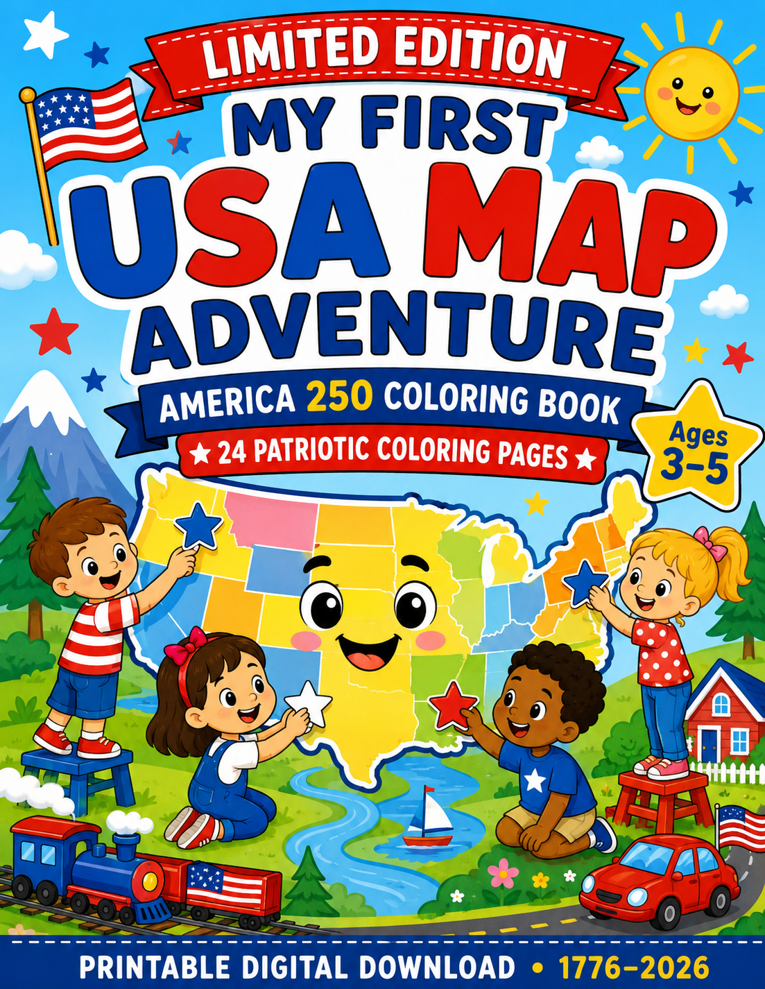 Coloring Book | USA Map Pre-School Coloring Book Vol3