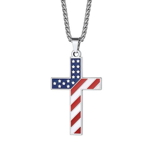 Cross Necklace | American Flag Cross | Stripes