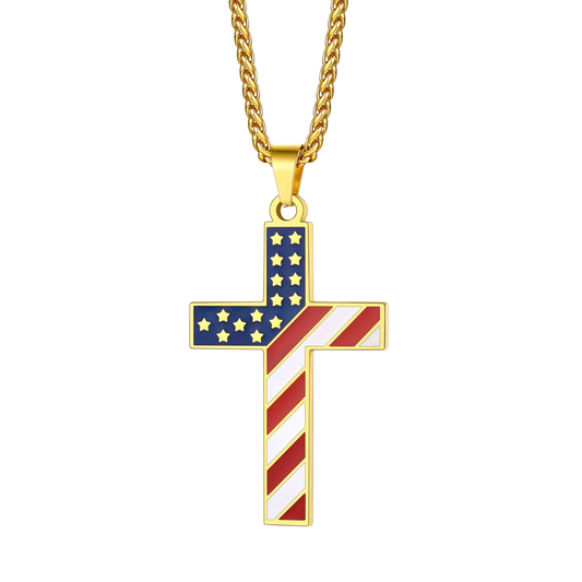 Cross Necklace | American Flag Pendant