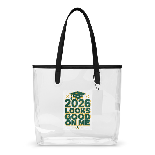 Graduation 2026 Clear tote bag I Green  & Gold | Graduation Tote