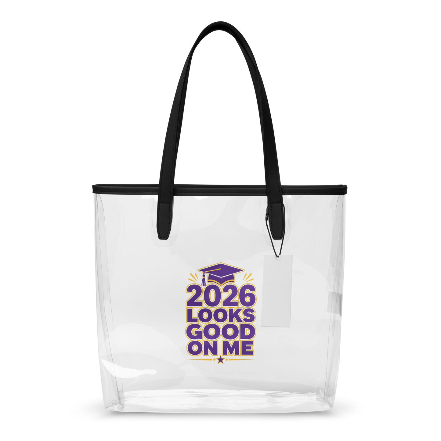 Graduation 2026 Clear tote bag I Purple & Gold | Graduation Tote