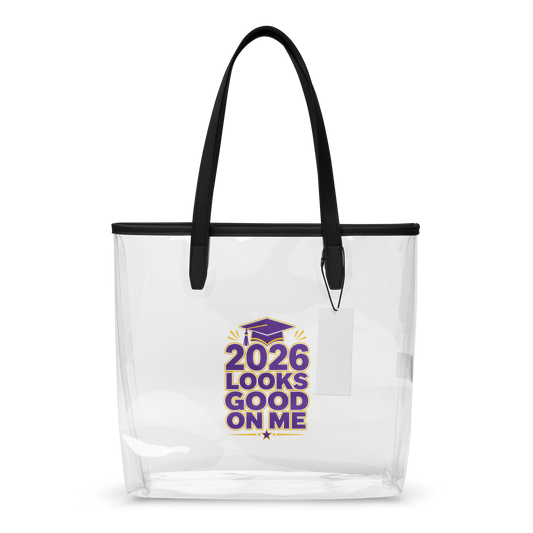 Graduation 2026 Clear tote bag I Purple & Gold | Graduation Tote