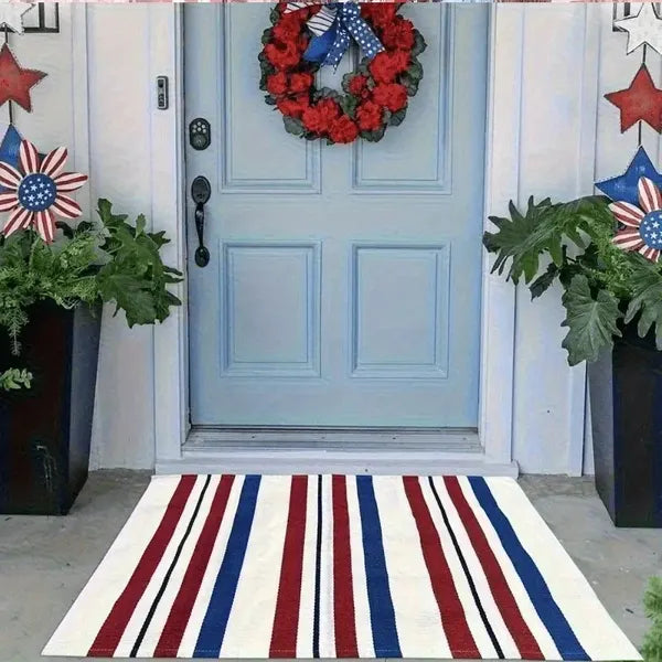 Patriotic Outdoor Mat with Stars & Stripes