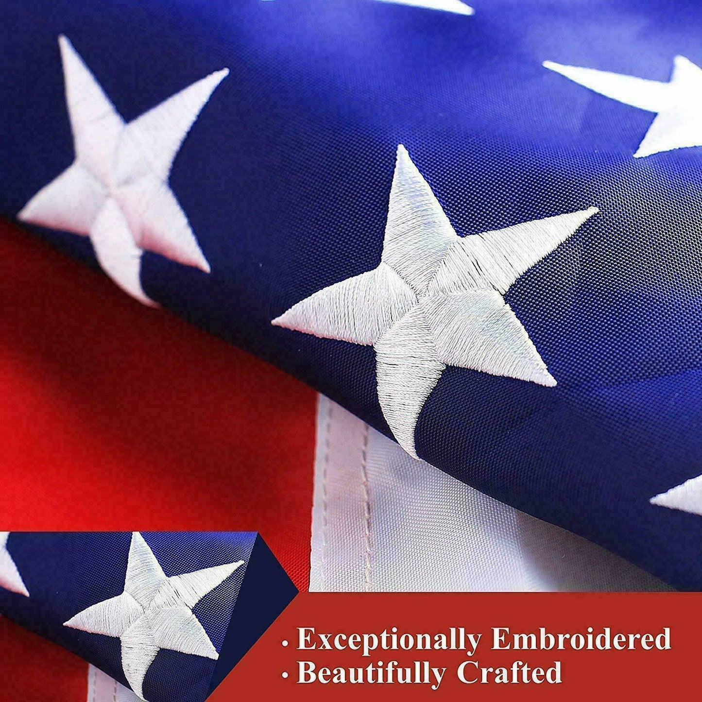 3x5ft US American Flag Heavy Duty Embroidered Stars and Stripes (w/Grommets)