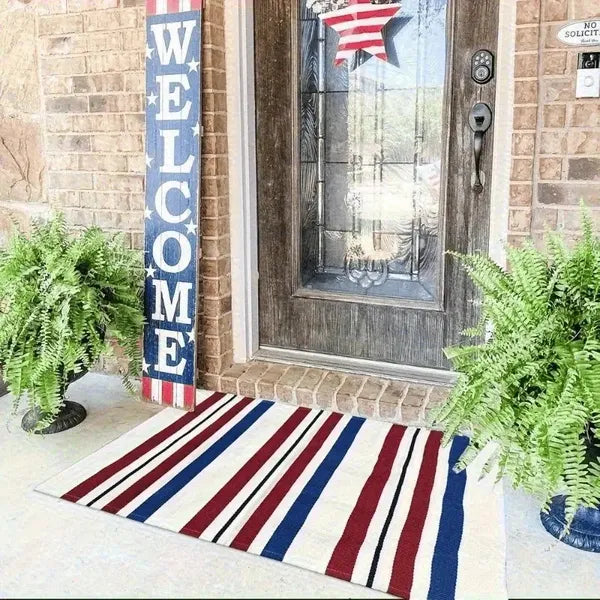 Patriotic Outdoor Mat with Stars & Stripes