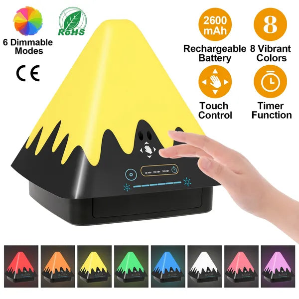 Touch Control LED Night Light – 8 Color Changing, 6-Level Dimmable Table Lamp with Timer