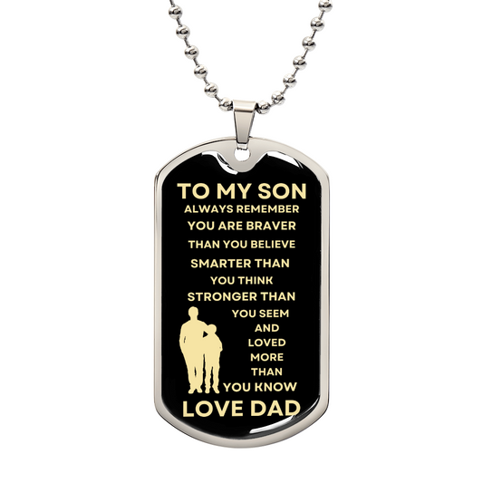 TO MY SON | LOVE DAD w YOUNG SON | DOG TAG NECKLACE