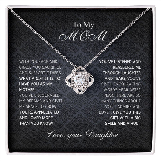 TO MY MOM - FROM DAUGHTER - LOVE KNOT NECKLACE