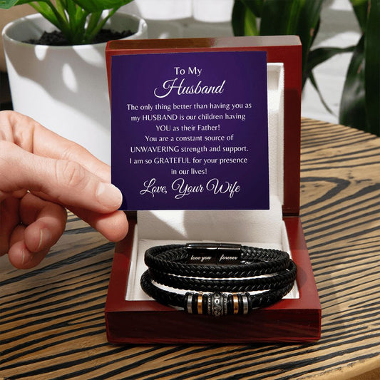 TO MY HUSBAND | LOVE YOU FOREVER BRACELET | (children) | JUST BECAUSE (Purple Card)
