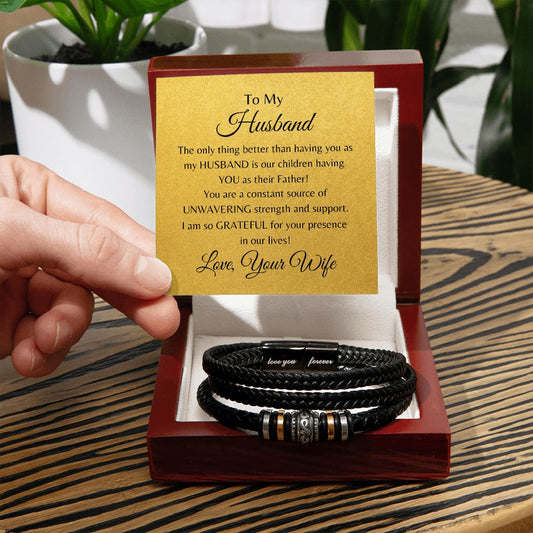 TO MY HUSBAND | LOVE YOU FOREVER BRACELET | (children) | JUST BECAUSE (Gold Card)