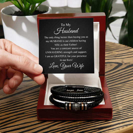 TO MY HUSBAND | LOVE YOU FOREVER BRACELET | (2+ children) | JUST BECAUSE (B&W Card)