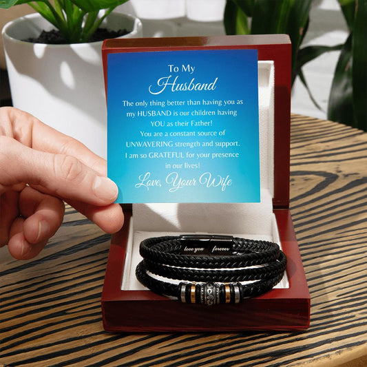 TO MY HUSBAND | LOVE YOU FOREVER BRACELET | (2+ children) | JUST BECAUSE (Sky Blue Card)