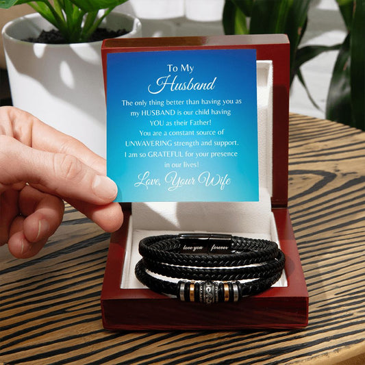 TO MY HUSBAND | LOVE YOU FOREVER BRACELET | FATHER'S DAY (1 child) | JUST BECAUSE (Sky Blue Card)