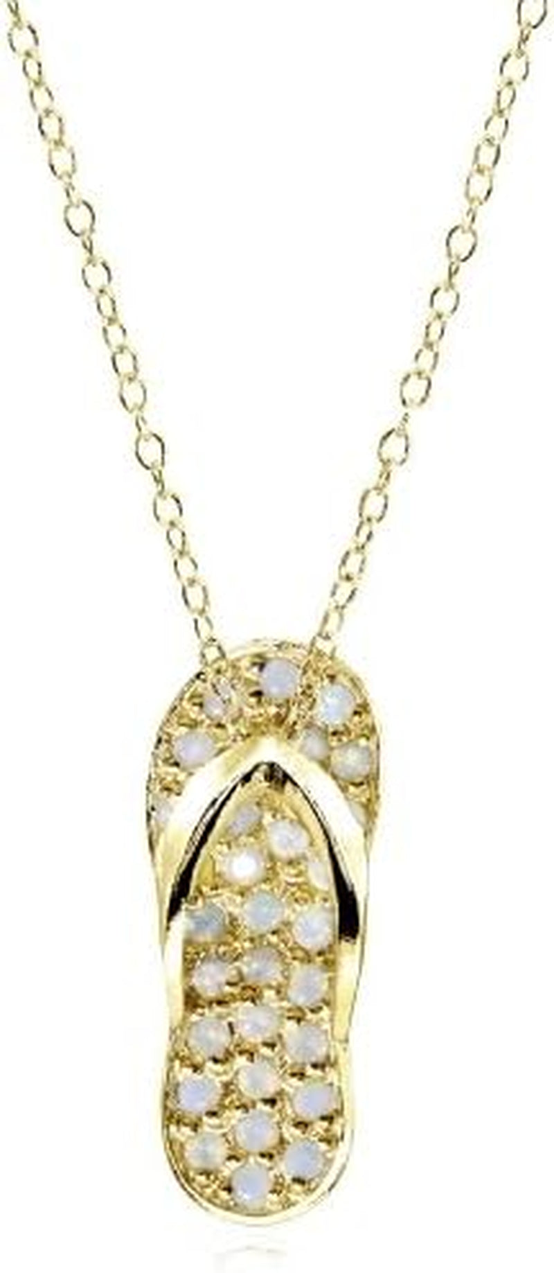 Sterling Silver Simulated Opal Flip-Flop Beach Sandal Necklace