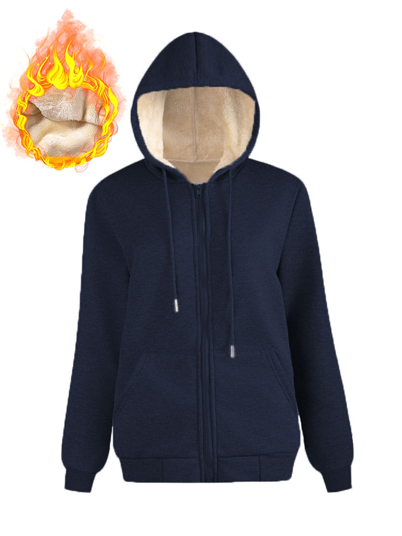Fleece Pocket Hoodie Sweatshirt Jacket