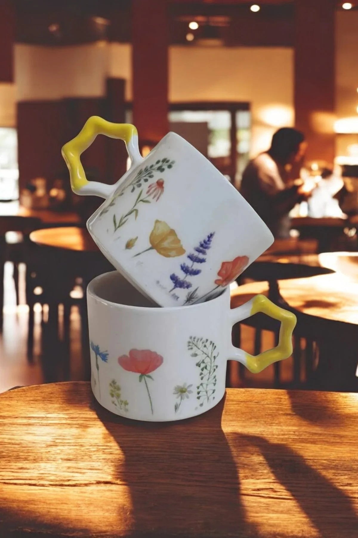 Handmade Ceramic Mugs with Floral Designs for Garden Lovers and Spring Decor