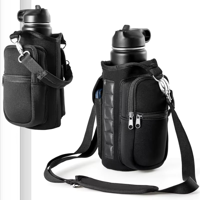 Water Bottle Holder | Water Carrier Bag W/ Phone Pocket Handle & Shoulder Strap