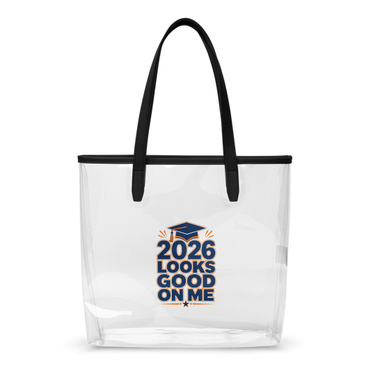 Graduation 2026 Clear tote bag I Orange & Blue | Graduation Tote