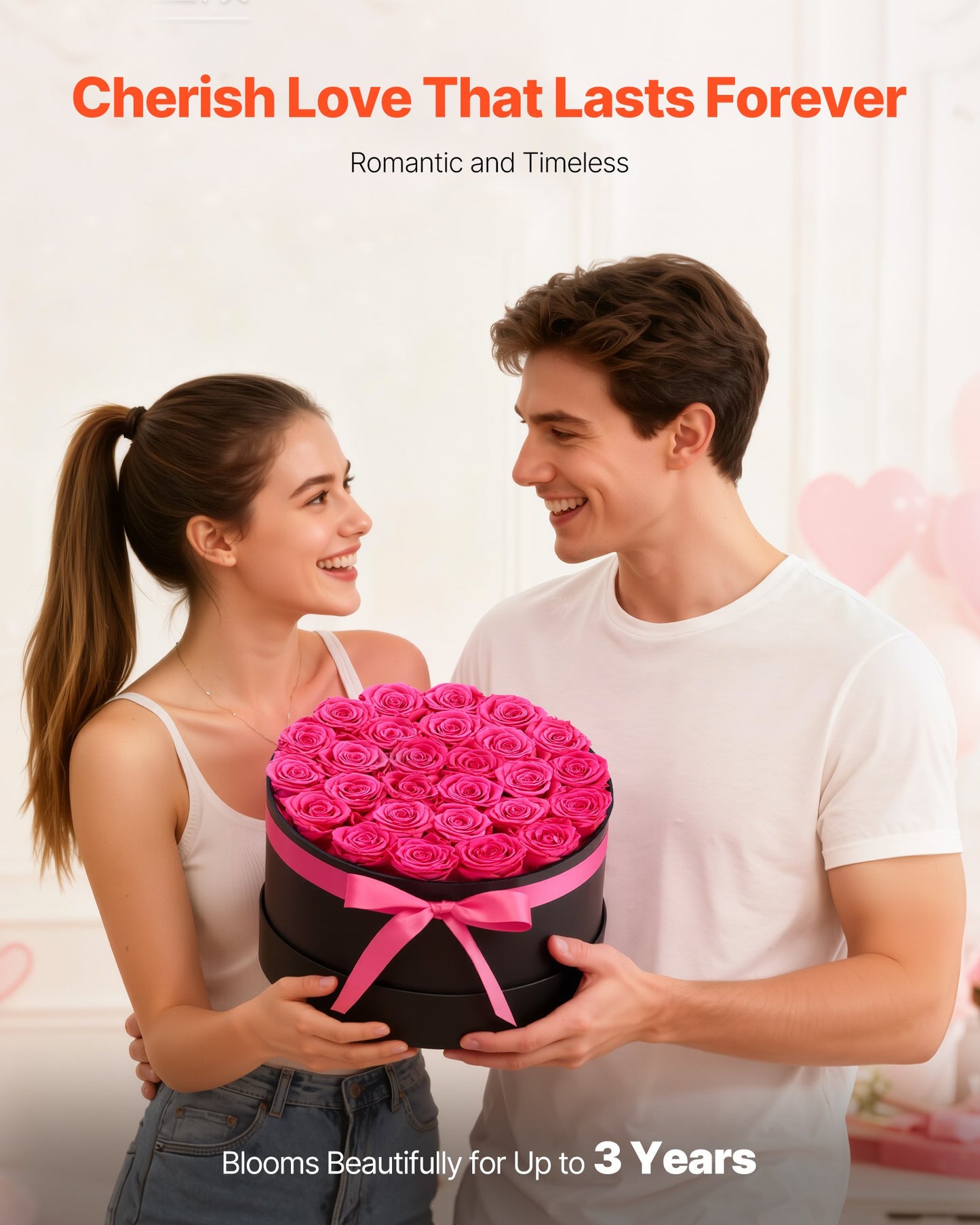 Forever Flowers Preserved Roses Gift | 27 Real Roses in Heart Box | Anniversary, Mother's Day, Valentine's Gift | Lasts 3+ Years